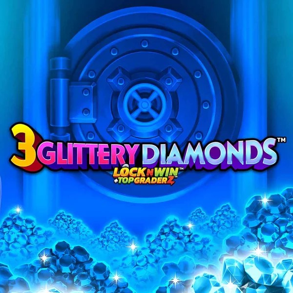 Official Slots logo: 3 Glittery Diamonds by PearFiction Studios at Spinstein Casino